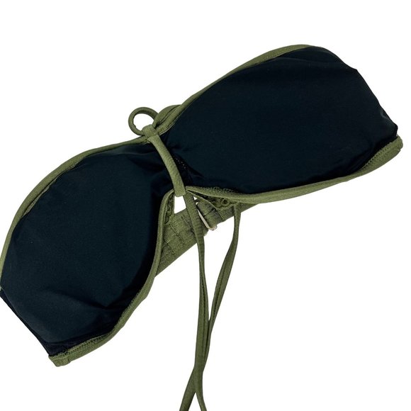 NWT Chelsea & Violet XS Ollive Green Eyelet Ruffle Tie Neck Bikini Swim Top - Picture 8 of 11